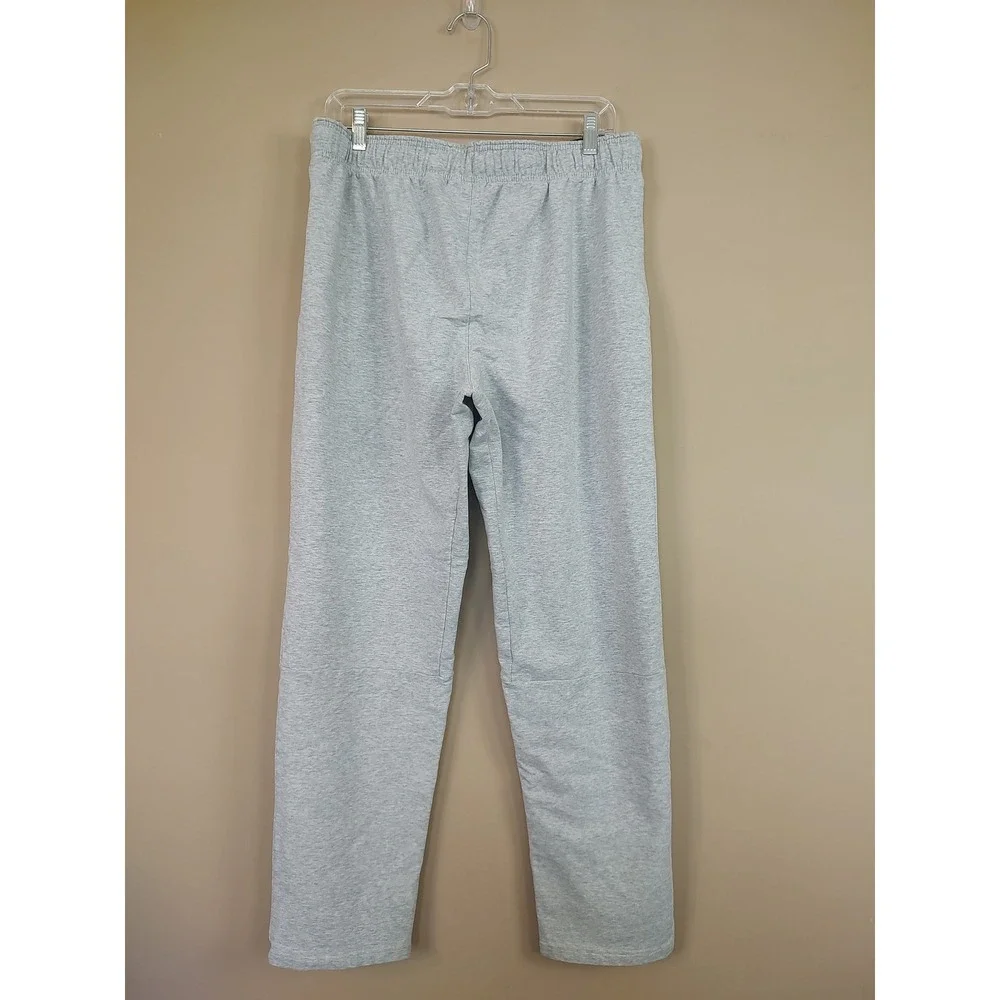 Reebok Mens Heather Gray Fleece Sweatpants Zipper Pockets Large L Drawstring‎